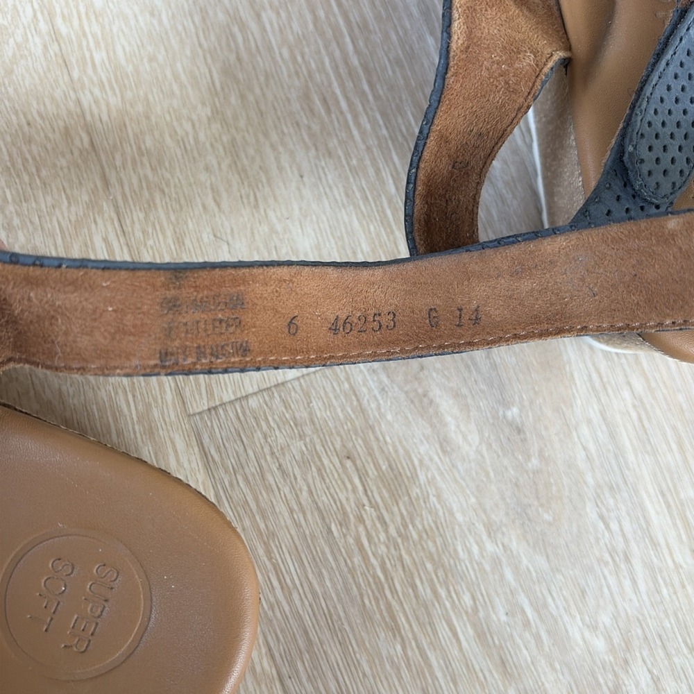 Paul Green Blue Suede Criss Cross Cork Wedge Sandal US 6 Hook & Loop Close EUC - Picture 9 of 9
